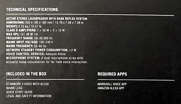 marshall_stanmore_2_voice_speaker_technical_specifications